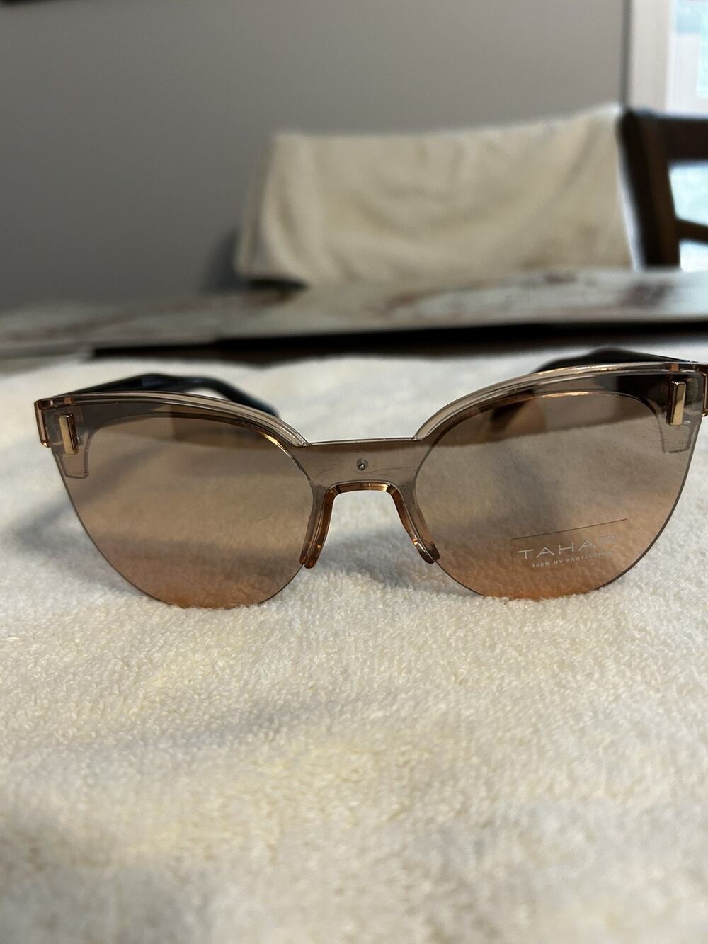 Tahari Sunglasses Full-Rim Cat Eye UV400 Protection Nude Frame Rose Tinted
